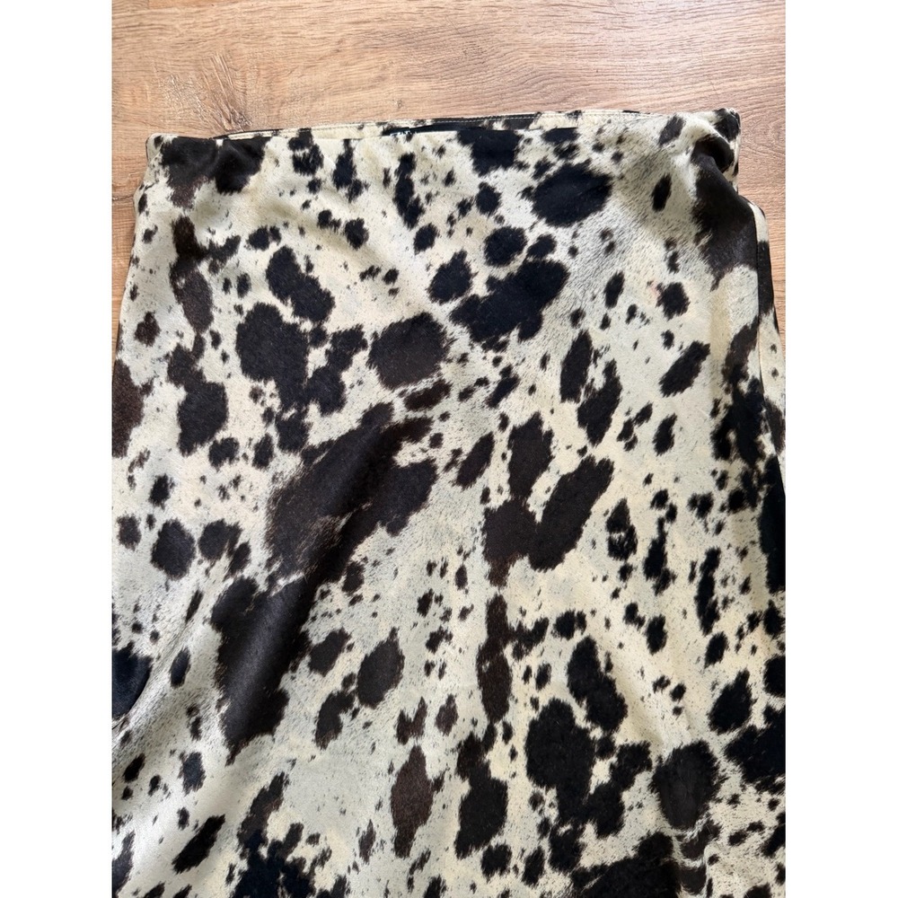 Zara Beige and Brown Cow Print Midi Skirt XS Animal Print Contemporary - Picture 4 of 5